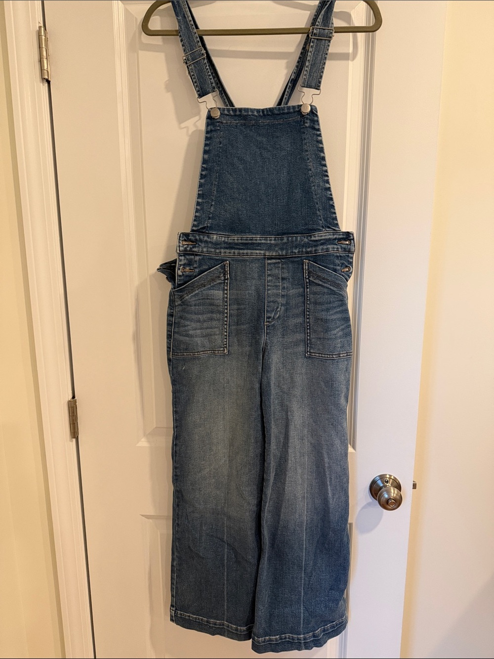 Evereve Denim Overalls — Classic Blue Wide-Leg Jeans